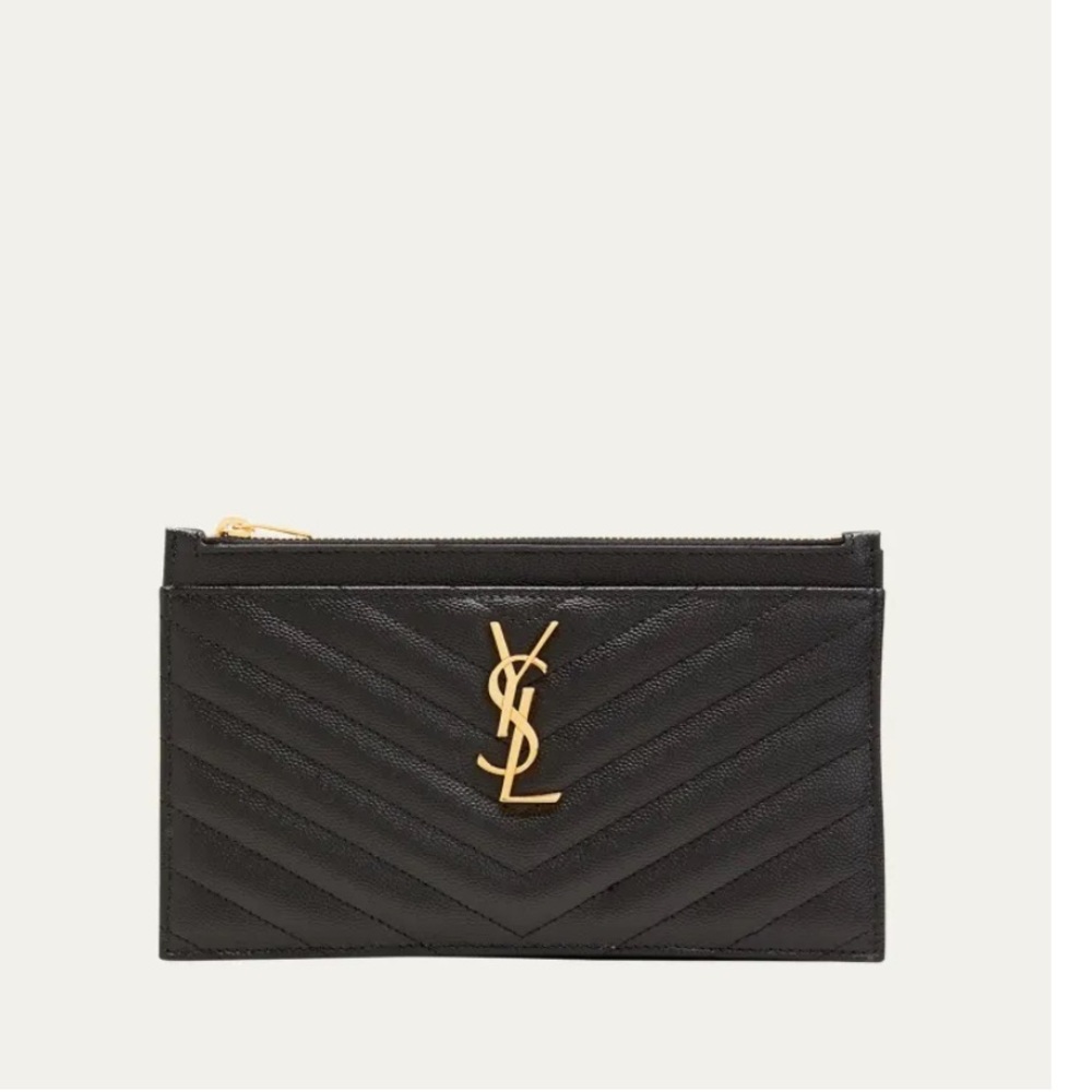 Saint Laurent small zip top grained leather pouch AUTHENTIC like new